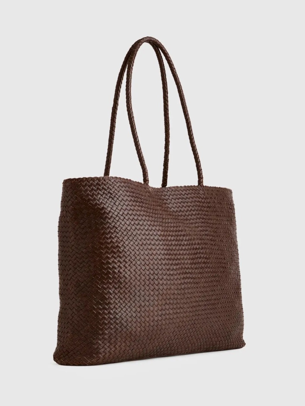 Quince Italian Leather Dark Brown Handwoven Tote Bag - Picture 4 of 9